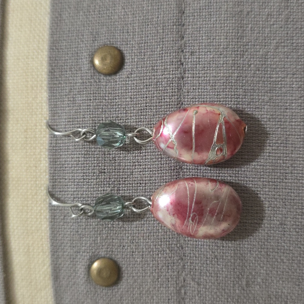 Pretty Pink and Silver Dangle Earrings